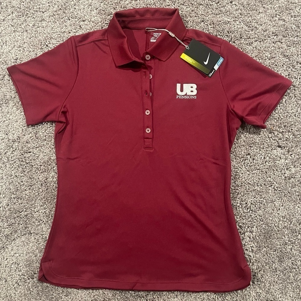 NIKE Dri Fit Golf Shirt, Maroon Red, Size Medium